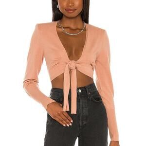 Revolve 525 America Cropped Tie Front Top Small Peach Y2K Edgy Festival Rave